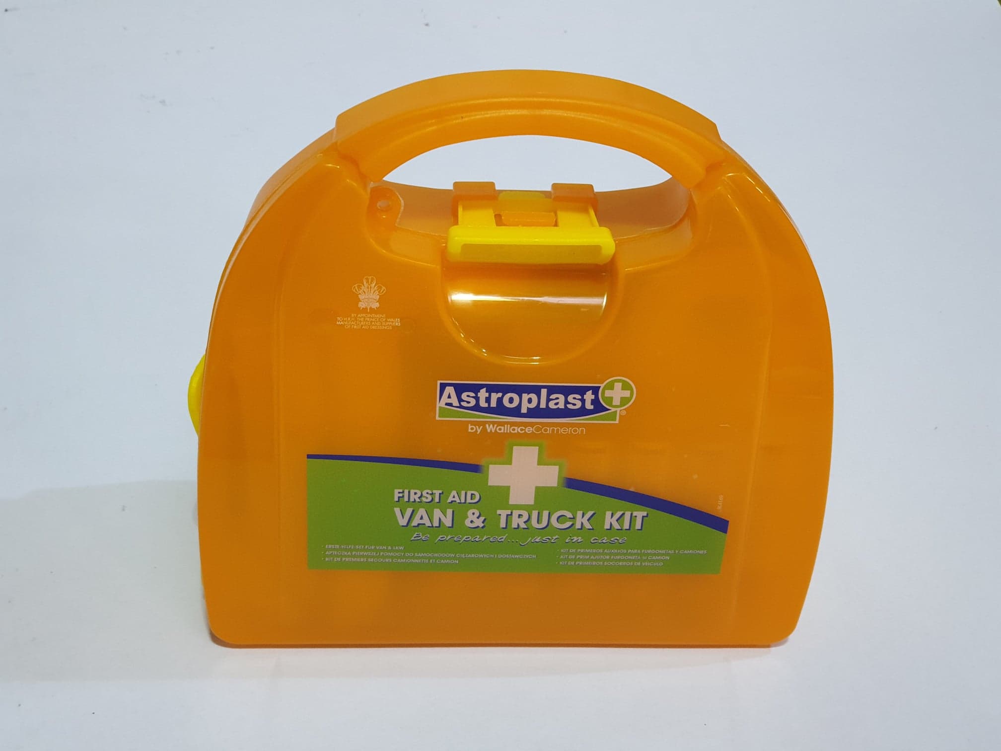 First Aid Kit Orange Box c/w Yellow Bracket