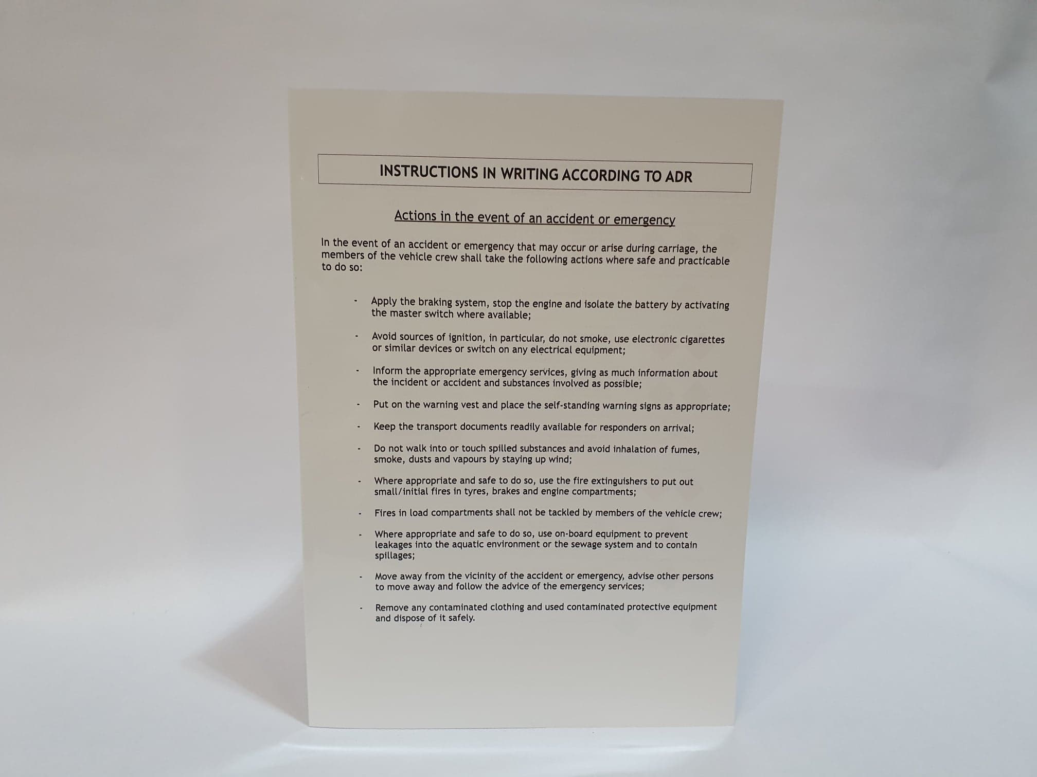 Instructions in Writing (Plastic, Folding)